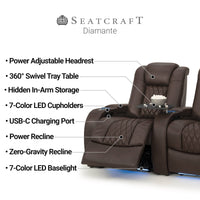Diamante Chaise CoolZeroᵀᴹ Italian Leather Home Theater Seating