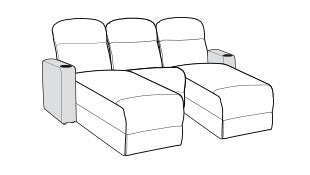 Row of 3 Sofa w/ Outside Chaises 94.0"