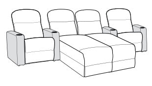 Row of 4 Middle Loveseat and Dual Chaises 132.0"