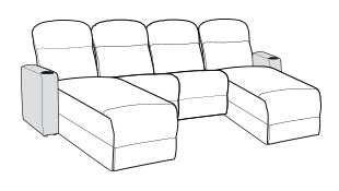 Row of 4 Sofa w/ Outside Chaises 119.0"