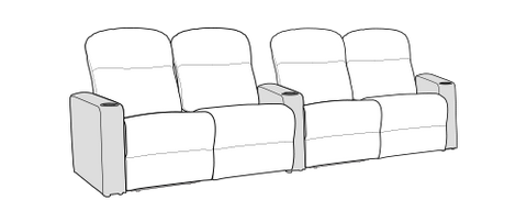 Row of 4 Dual Loveseats 115.5"
