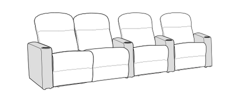 Row of 4 Left Loveseat 122.0"