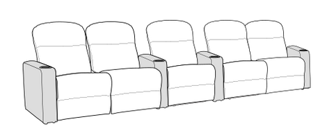 Row of 5 Dual Loveseats 146.0"