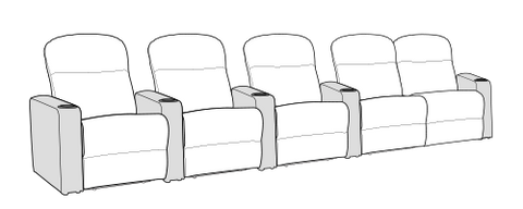 Row of 5 Right Loveseat 152.5"
