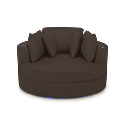 Swivel Cuddle Seat Italian Leather Media Room Furniture