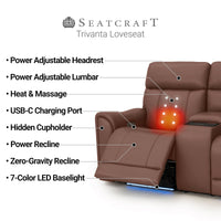 Trivanta HeatZeroᵀᴹ Italian Leather Home Theater Loveseat